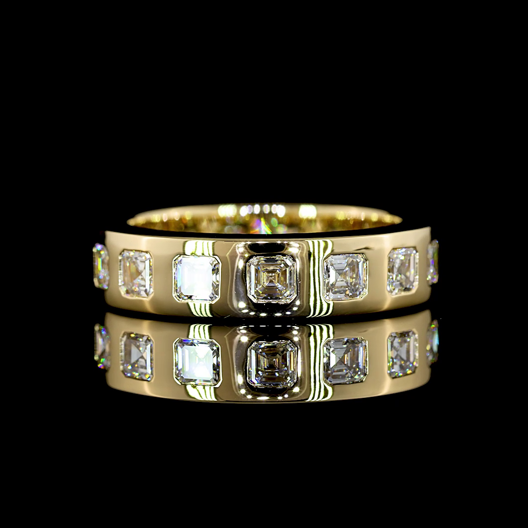 3-1/2ctw Asscher Flush Diamond Eternity Band