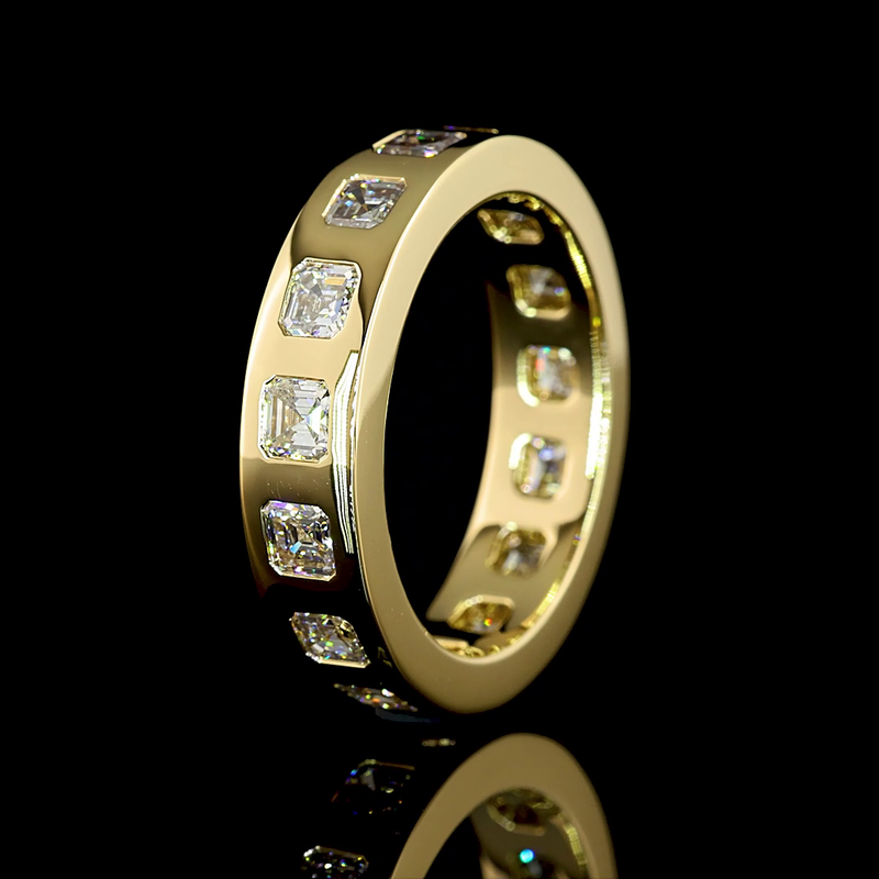 3-1/2ctw Asscher Flush Diamond Eternity Band