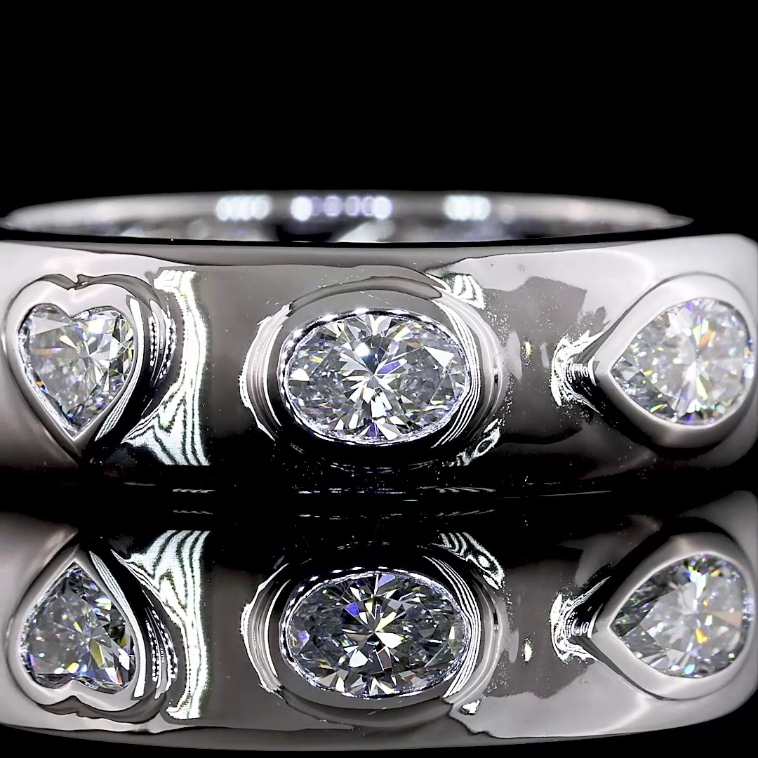1-1/2ctw Mixed Shape East West Flush Diamond Eternity Band