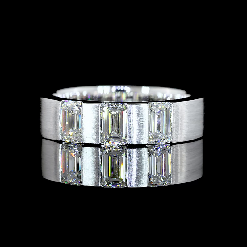 1-1/2ctw Emerald Half Bezel Diamond Eternity Band