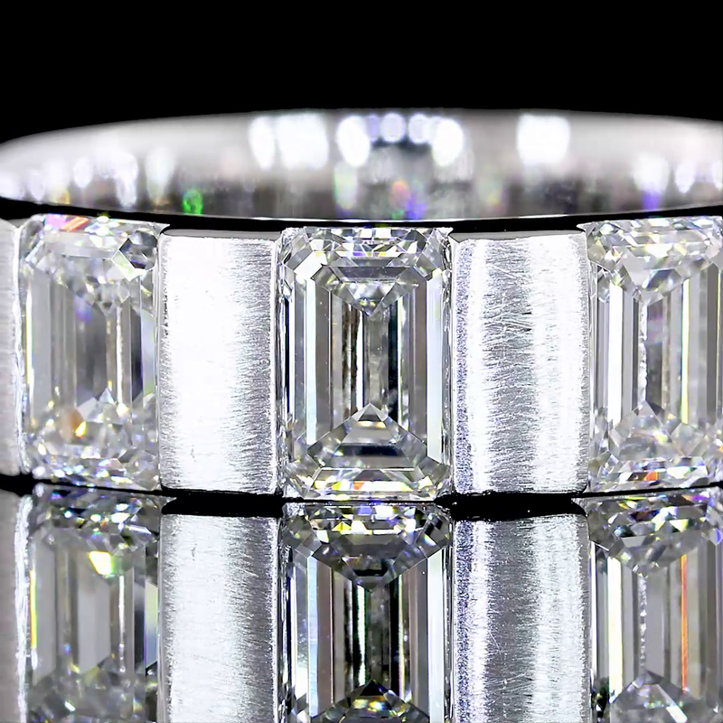 1-1/2ctw Emerald Half Bezel Diamond Eternity Band