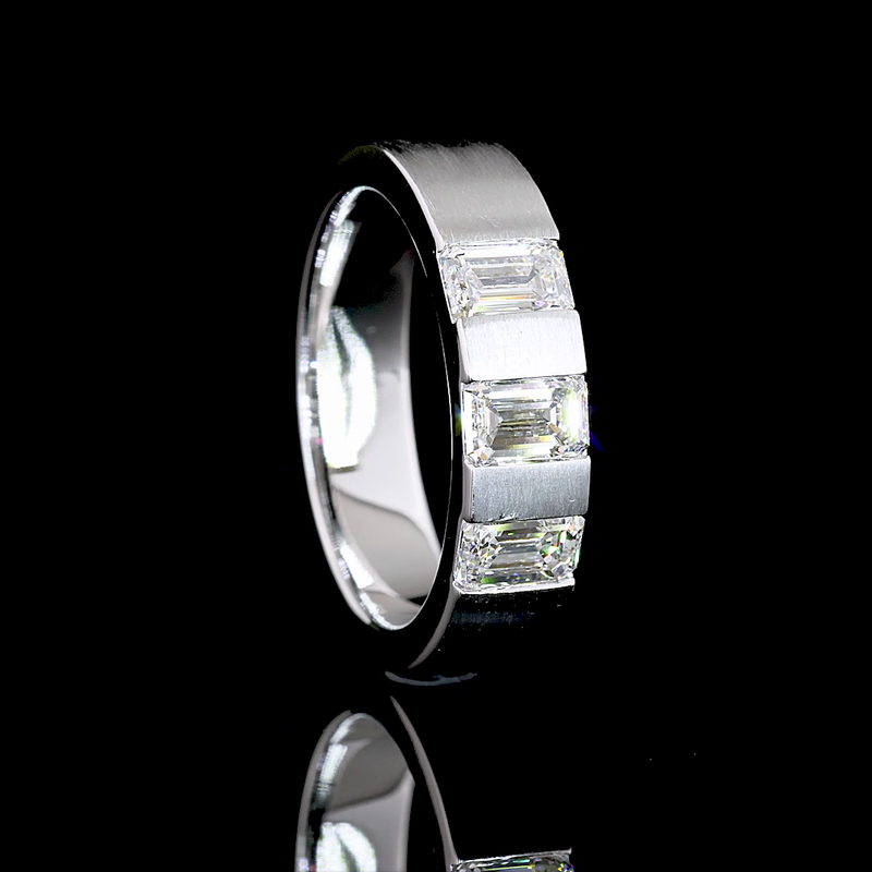 1-1/2ctw Emerald Half Bezel Diamond Eternity Band
