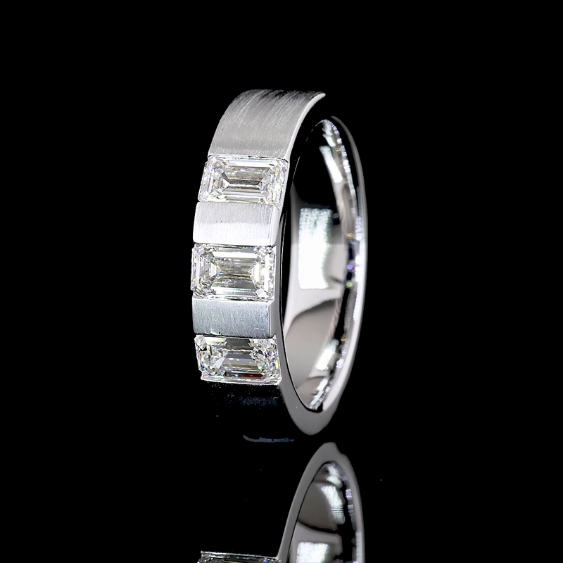 1-1/2ctw Emerald Half Bezel Diamond Eternity Band