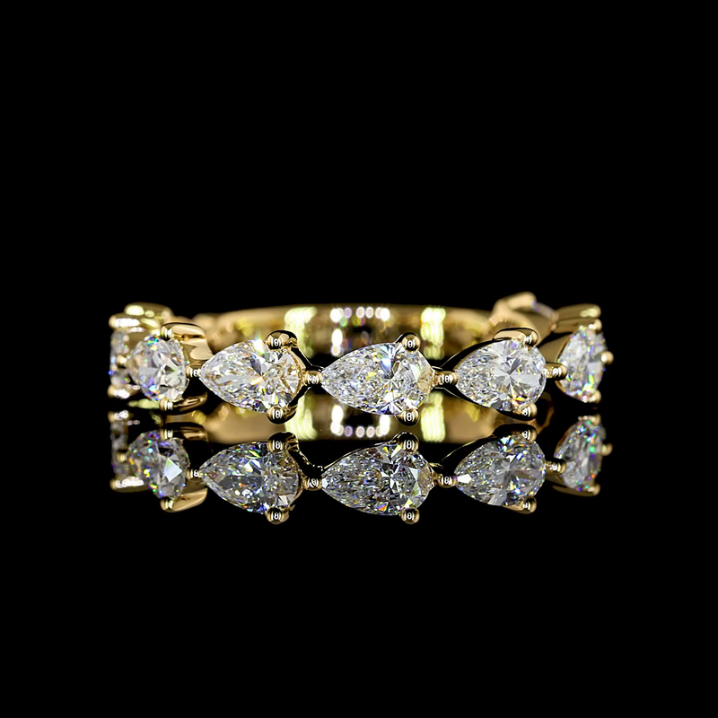 1-1/4ctw Prong East West Pear 3/4 Eternity Band