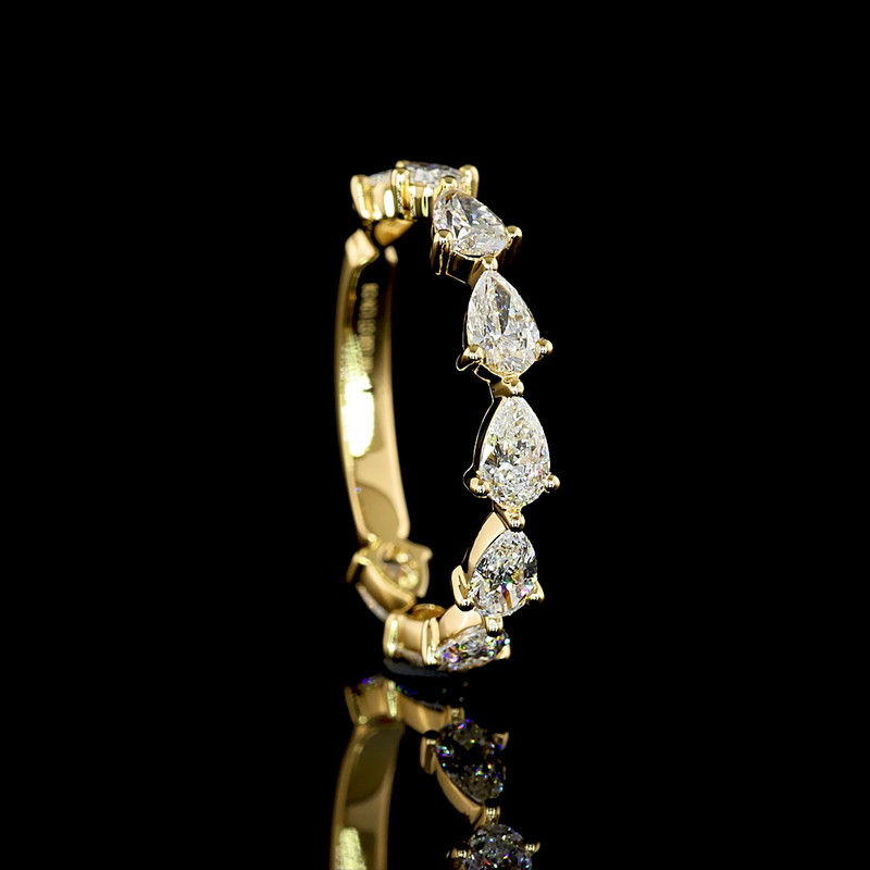 1-1/4ctw Prong East West Pear 3/4 Eternity Band