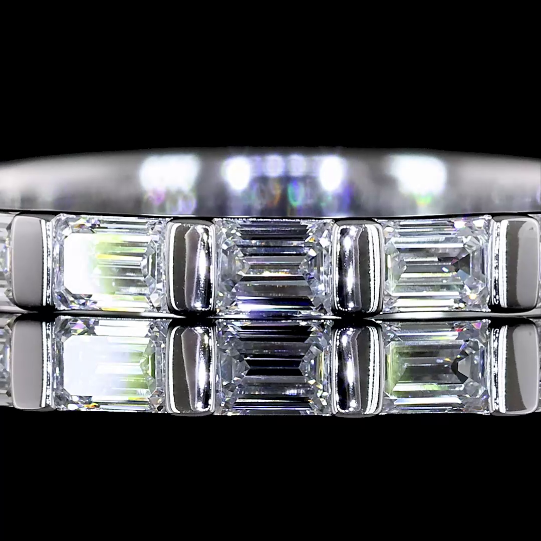 3/4ctw Half Bezel East West Emerald 3/4 Eternity Band