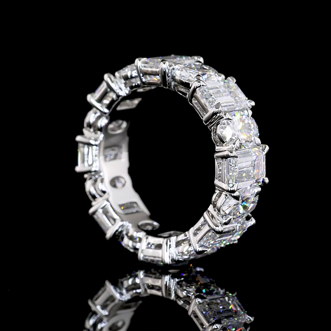 7ctw Emerald & Oval Prong Diamond Eternity Band