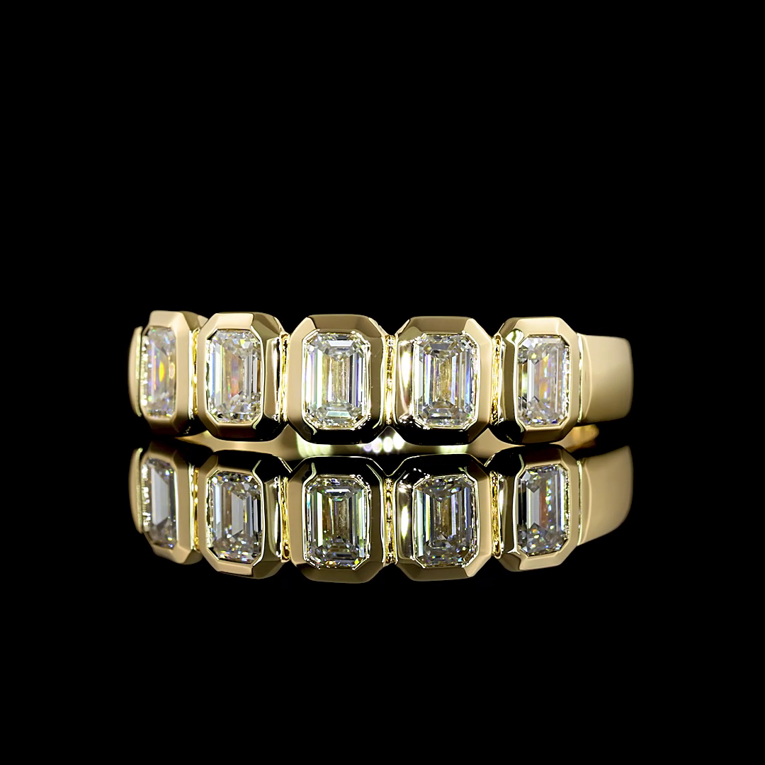 1-3/4ctw Bezel Emerald Five Stone Band