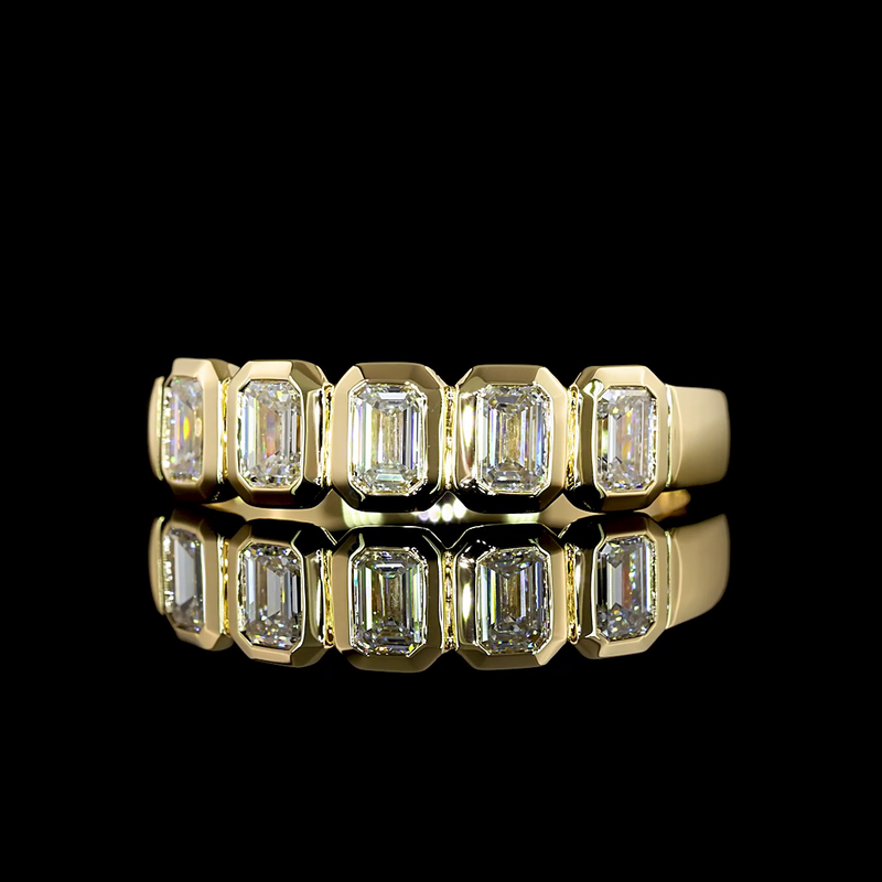 1-3/4ctw Bezel Emerald Five Stone Band
