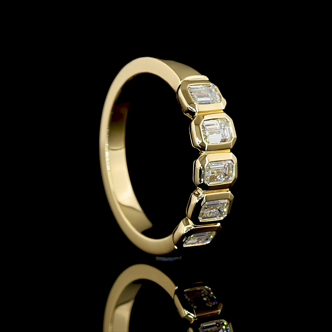 1-3/4ctw Bezel Emerald Five Stone Band