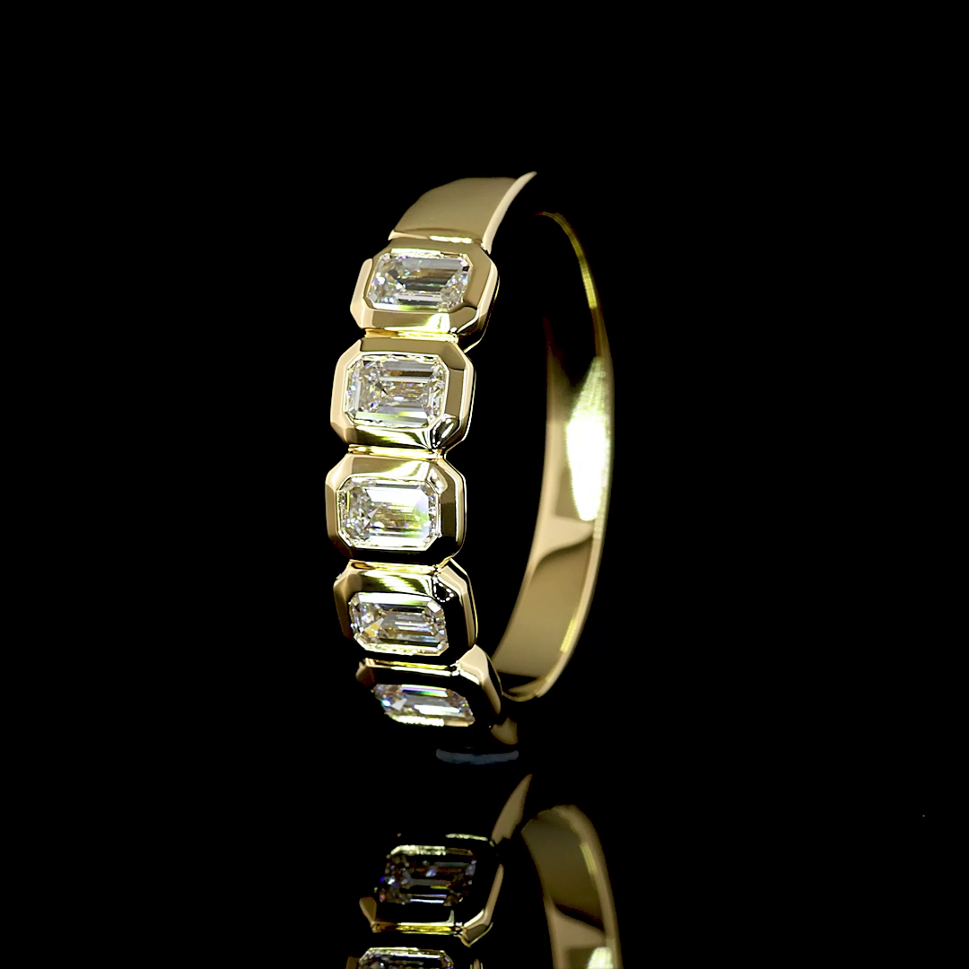 1-3/4ctw Bezel Emerald Five Stone Band