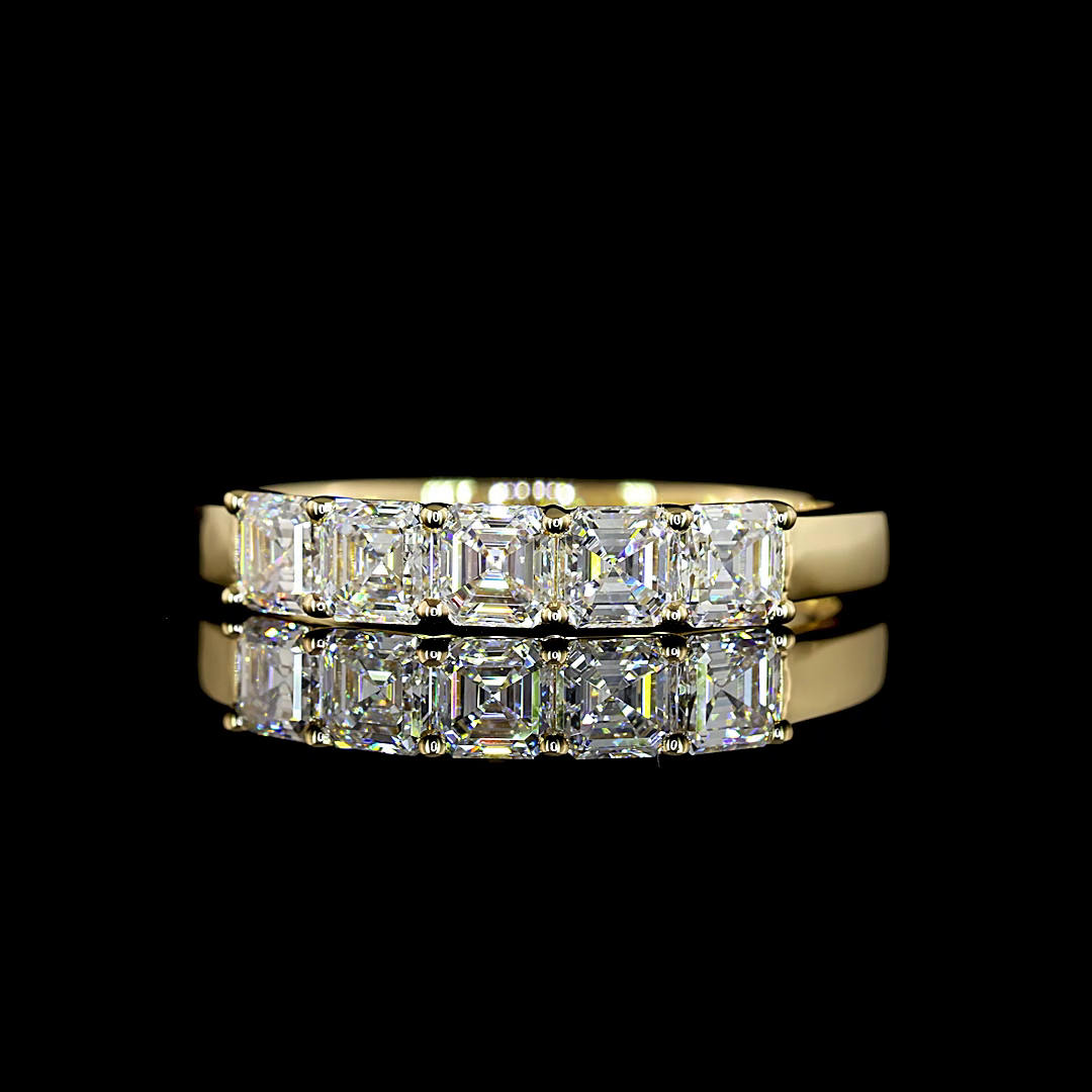 2ctw Prong Asscher Five Stone Band