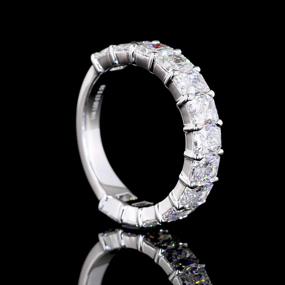 4ctw Radiant Prong Diamond 3/4 Eternity Band