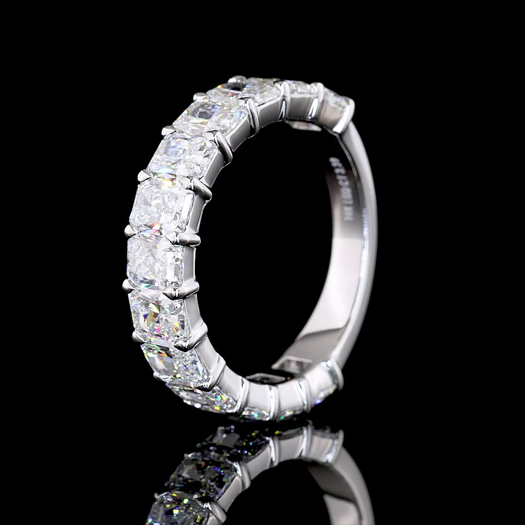 4ctw Radiant Prong Diamond 3/4 Eternity Band