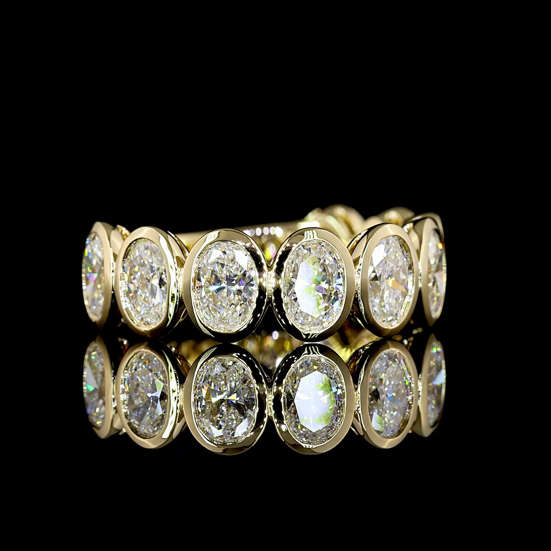 3ctw Oval Bezel Diamond 3/4 Eternity Band