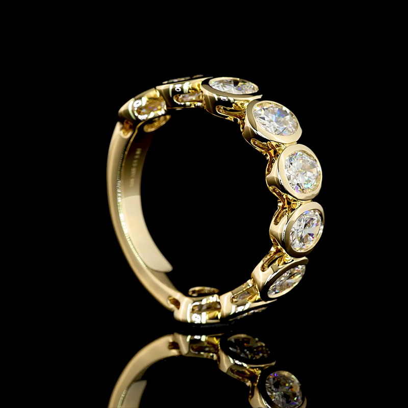 3ctw Oval Bezel Diamond 3/4 Eternity Band