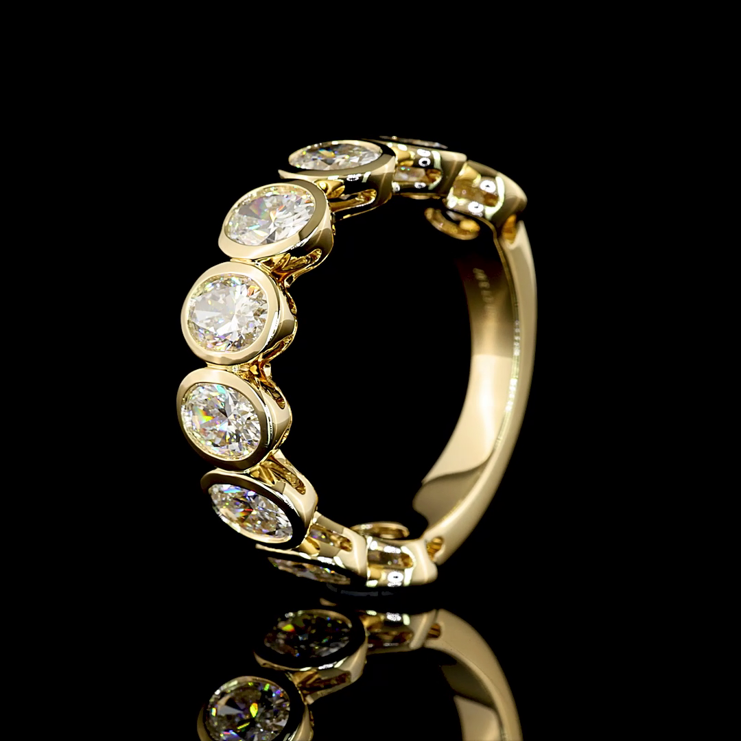 3ctw Oval Bezel Diamond 3/4 Eternity Band