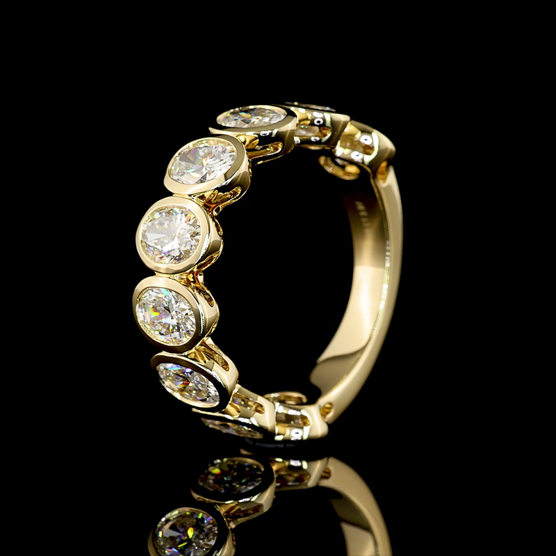 3ctw Oval Bezel Diamond 3/4 Eternity Band