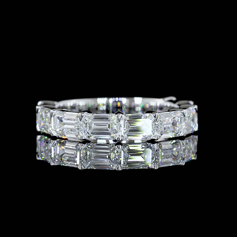 3ctw Emerald East West Prong Diamond 3/4 Eternity Band