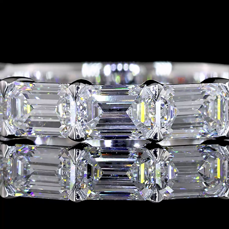 3ctw Emerald East West Prong Diamond 3/4 Eternity Band