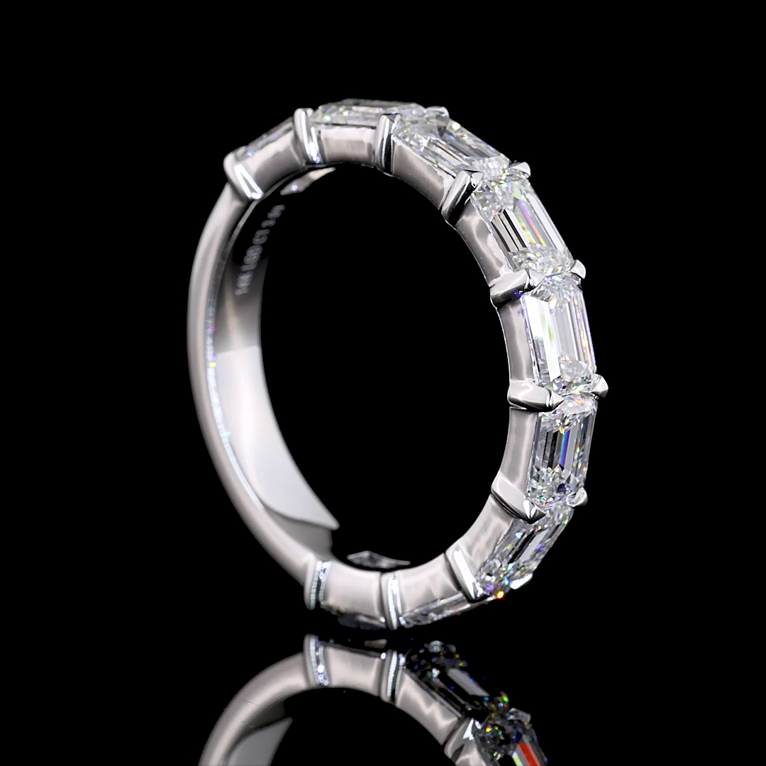3ctw Emerald East West Prong Diamond 3/4 Eternity Band