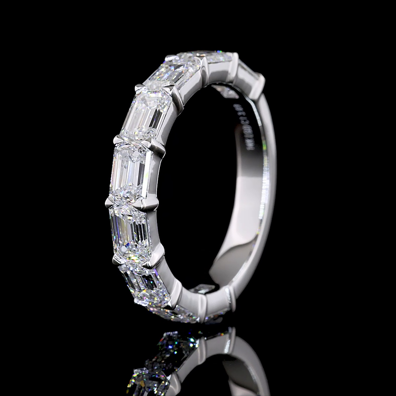 3ctw Emerald East West Prong Diamond 3/4 Eternity Band