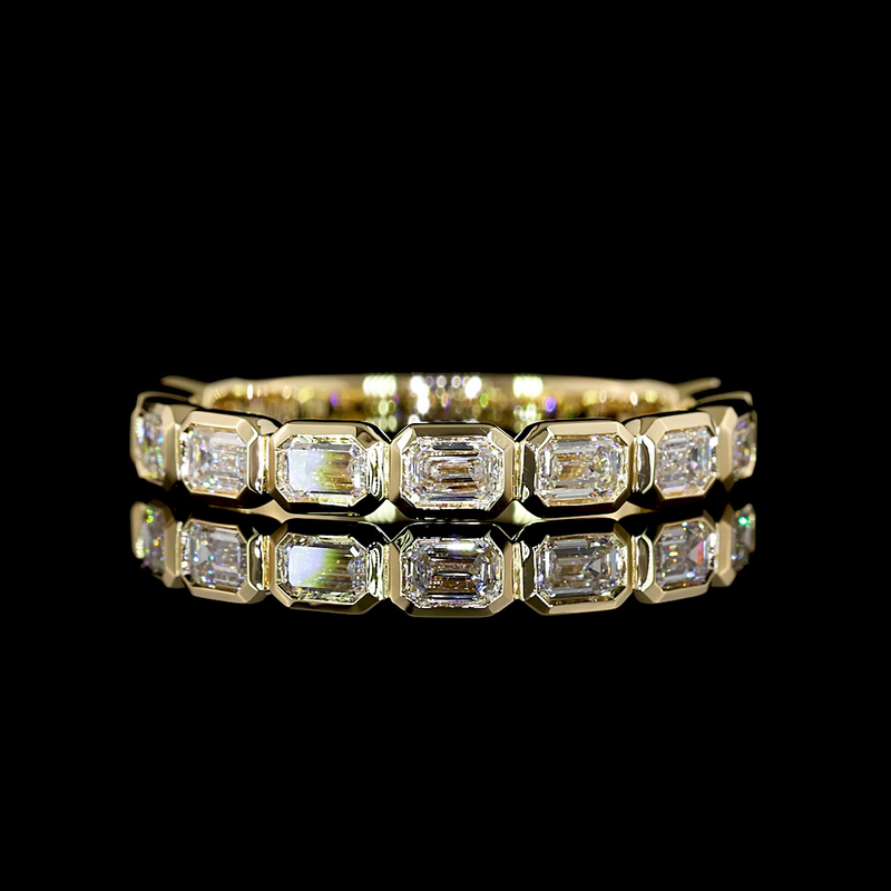 5ctw Bezel East West Emerald 3/4 Eternity Band