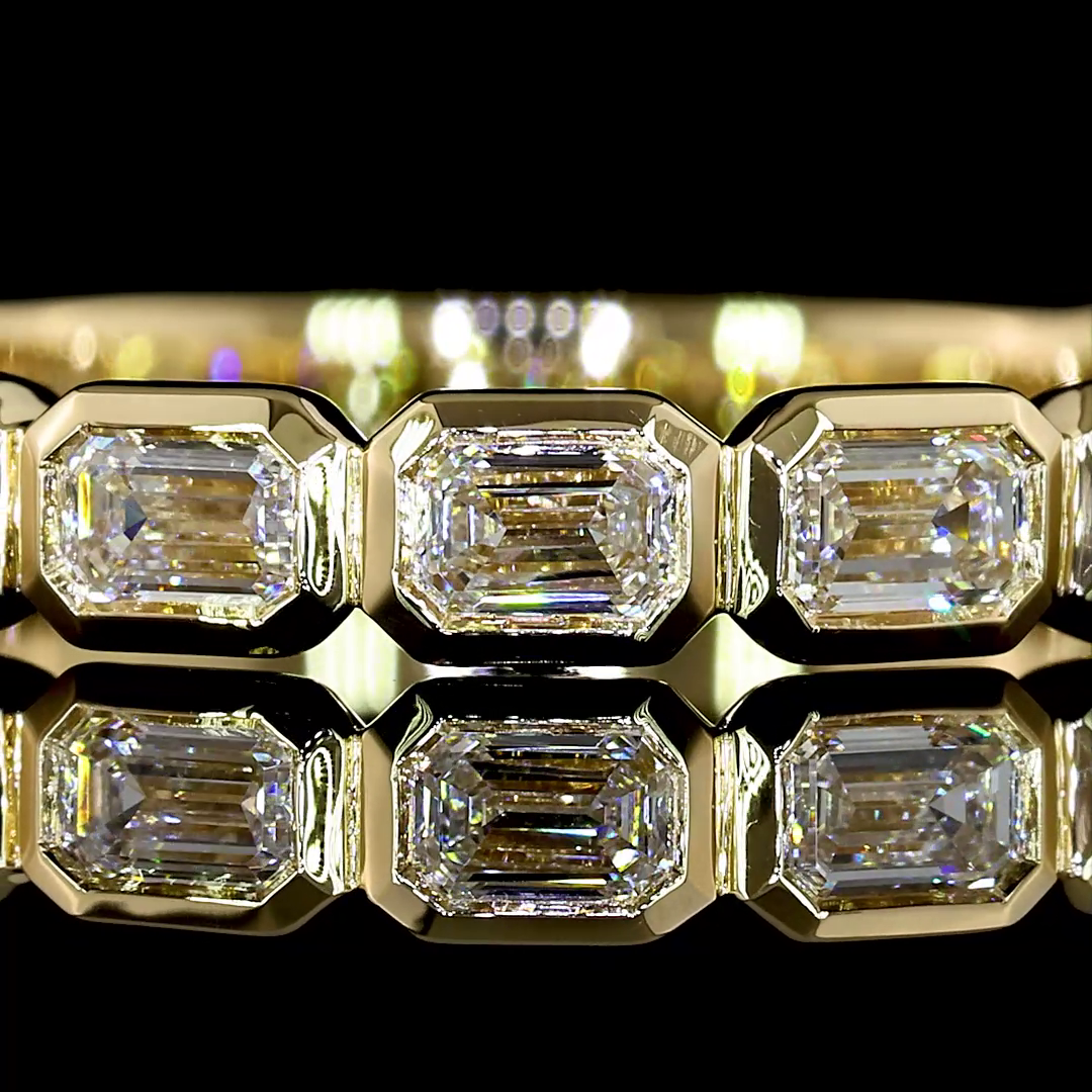 5ctw Bezel East West Emerald 3/4 Eternity Band