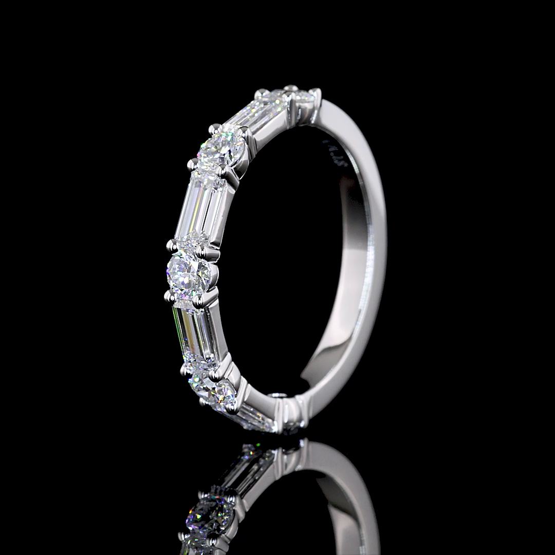 3/4ctw Prong East West Baguette & Round Half Eternity Band