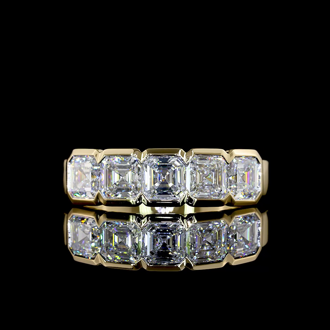 2ctw Half Bezel Asscher Five Stone Band