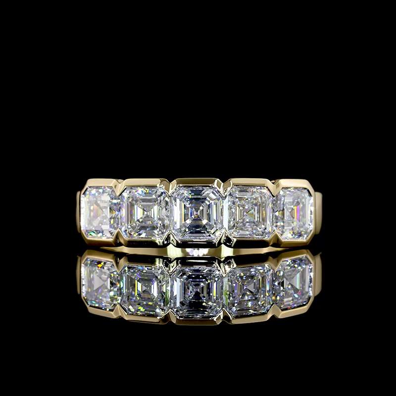2ctw Half Bezel Asscher Five Stone Band