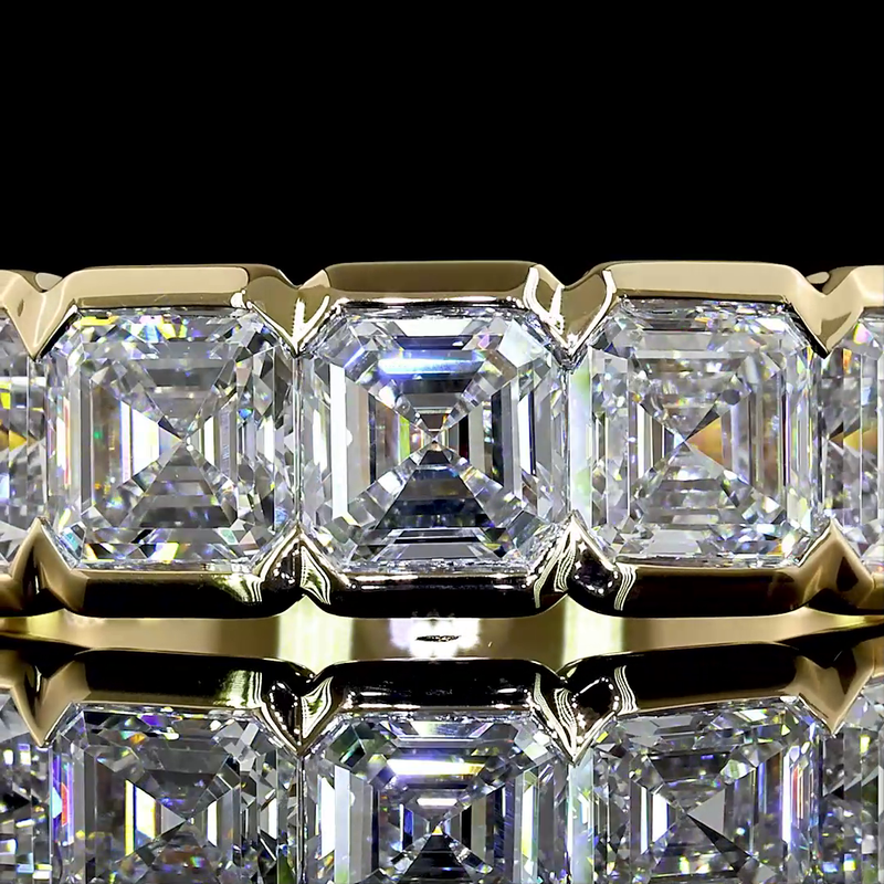 2ctw Half Bezel Asscher Five Stone Band