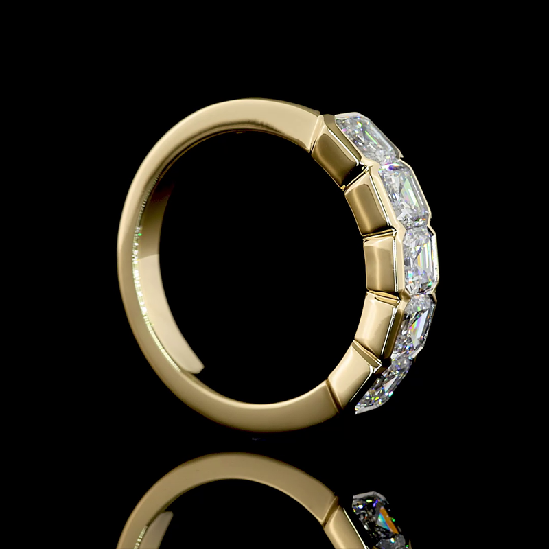 2ctw Half Bezel Asscher Five Stone Band