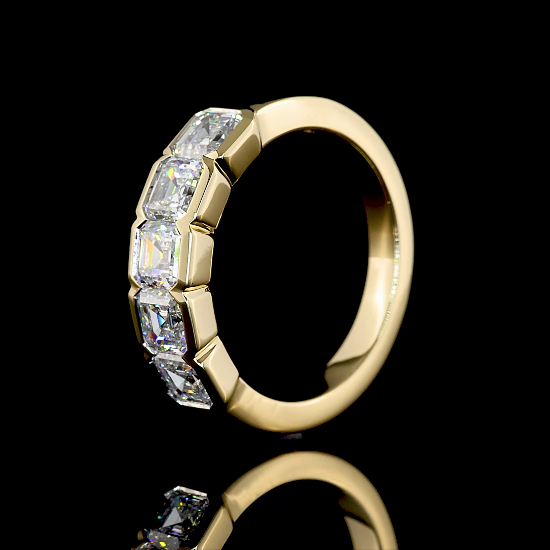2ctw Half Bezel Asscher Five Stone Band