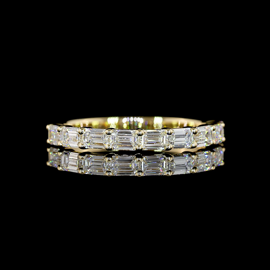 3/4ctw Prong East West Emerald Half Eternity Band