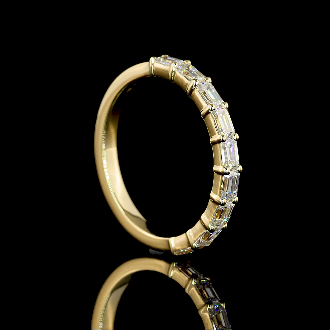 3/4ctw Prong East West Emerald Half Eternity Band