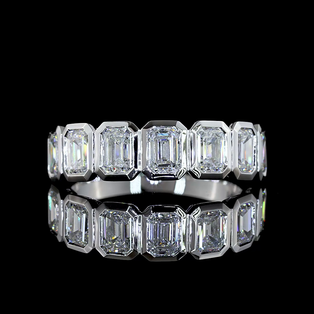 1-3/4ctw Bezel Emerald Seven Stone Band