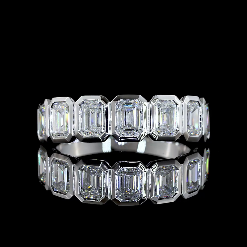 1-3/4ctw Bezel Emerald Seven Stone Band