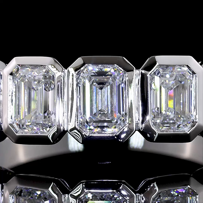 1-3/4ctw Bezel Emerald Seven Stone Band