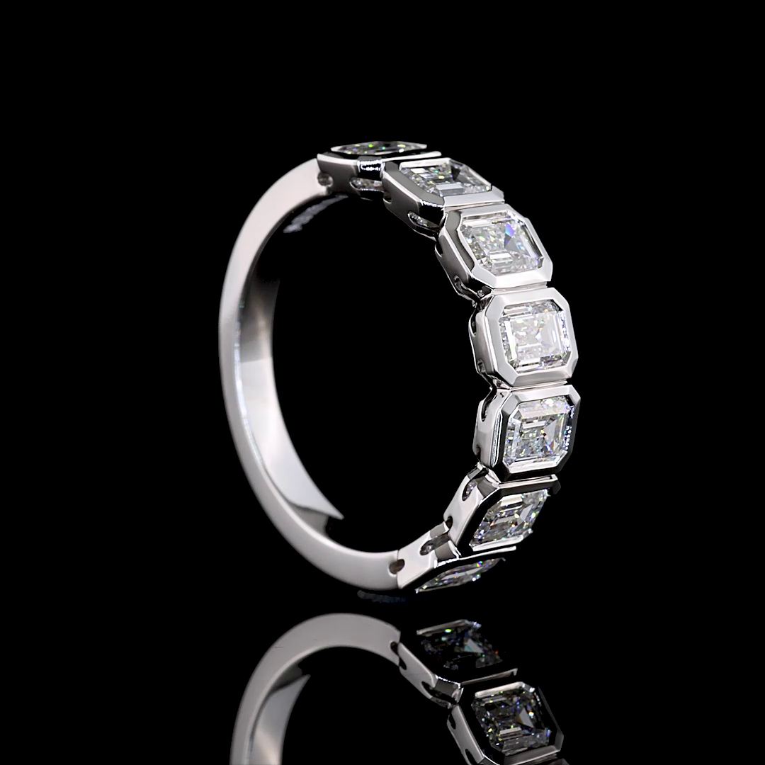 1-3/4ctw Bezel Emerald Seven Stone Band
