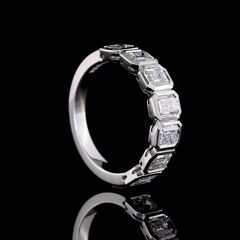 1-3/4ctw Bezel Emerald Seven Stone Band