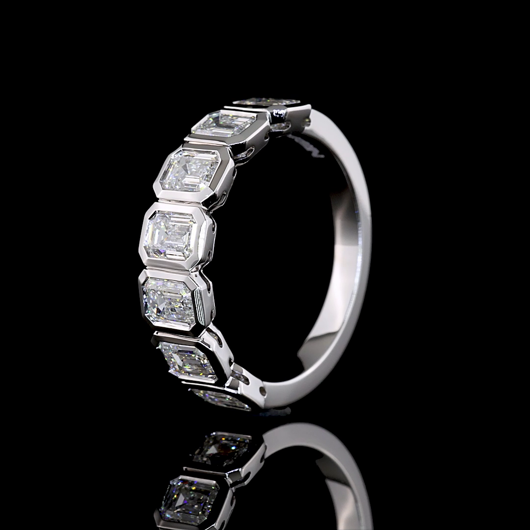 1-3/4ctw Bezel Emerald Seven Stone Band