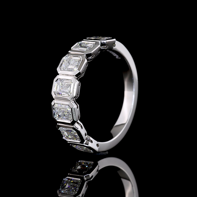 1-3/4ctw Bezel Emerald Seven Stone Band