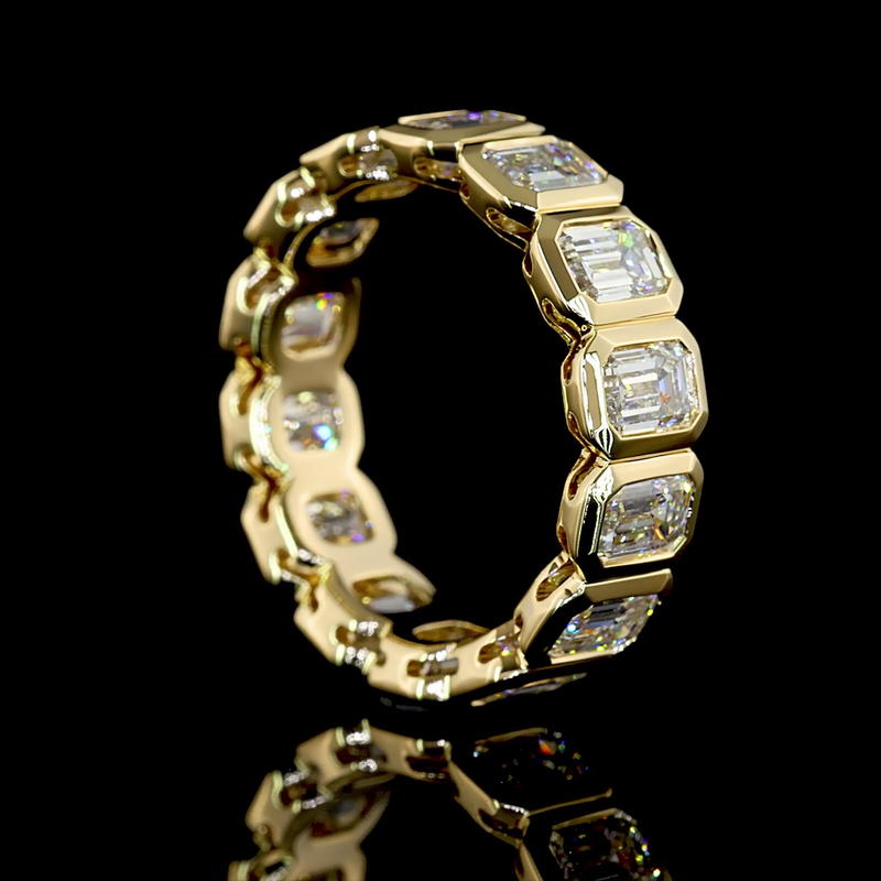 4ctw Emerald Bezel Diamond Eternity Band