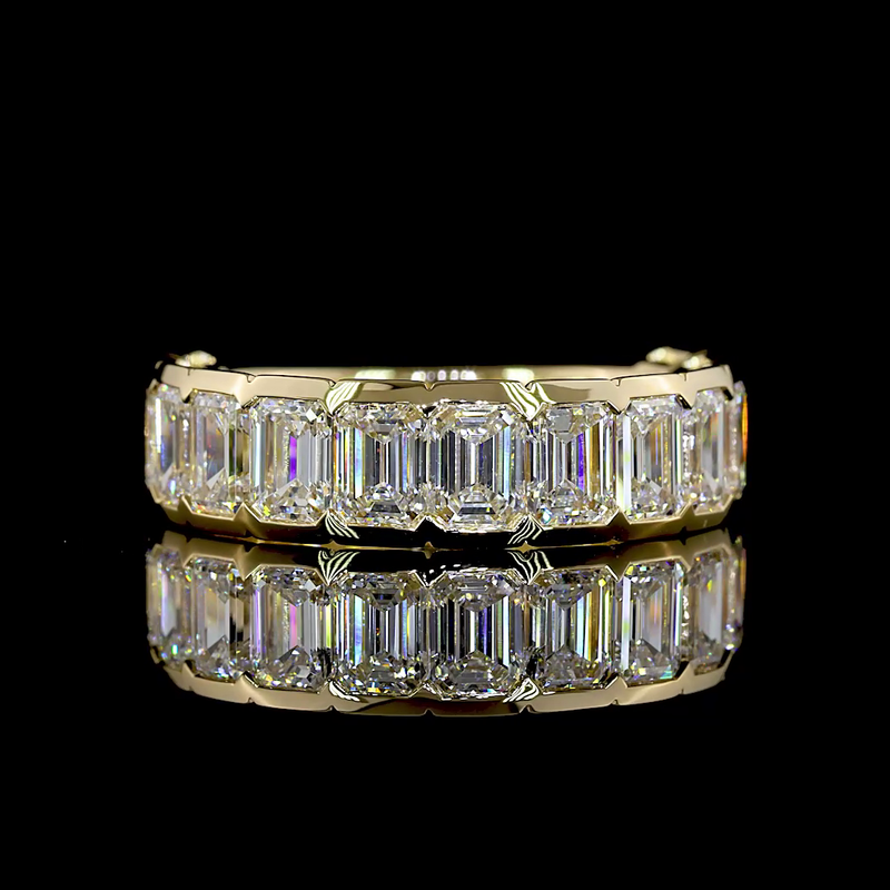 4ctw Emerald Half Bezel Diamond 3/4 Eternity Band