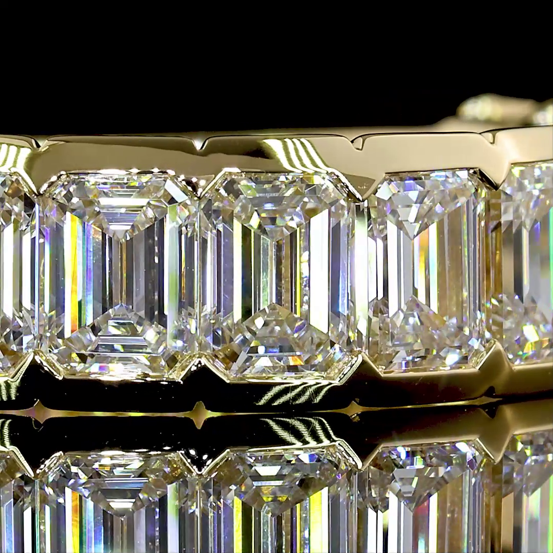 4ctw Emerald Half Bezel Diamond 3/4 Eternity Band