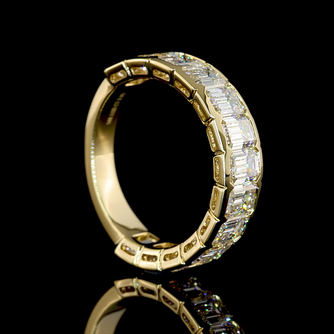 4ctw Emerald Half Bezel Diamond 3/4 Eternity Band