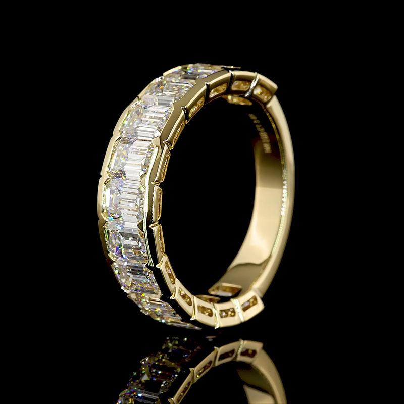 4ctw Emerald Half Bezel Diamond 3/4 Eternity Band