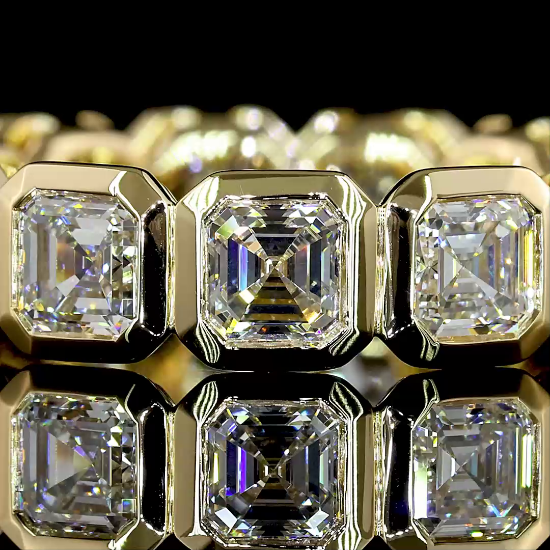 4ctw Asscher Bezel Diamond Eternity Band
