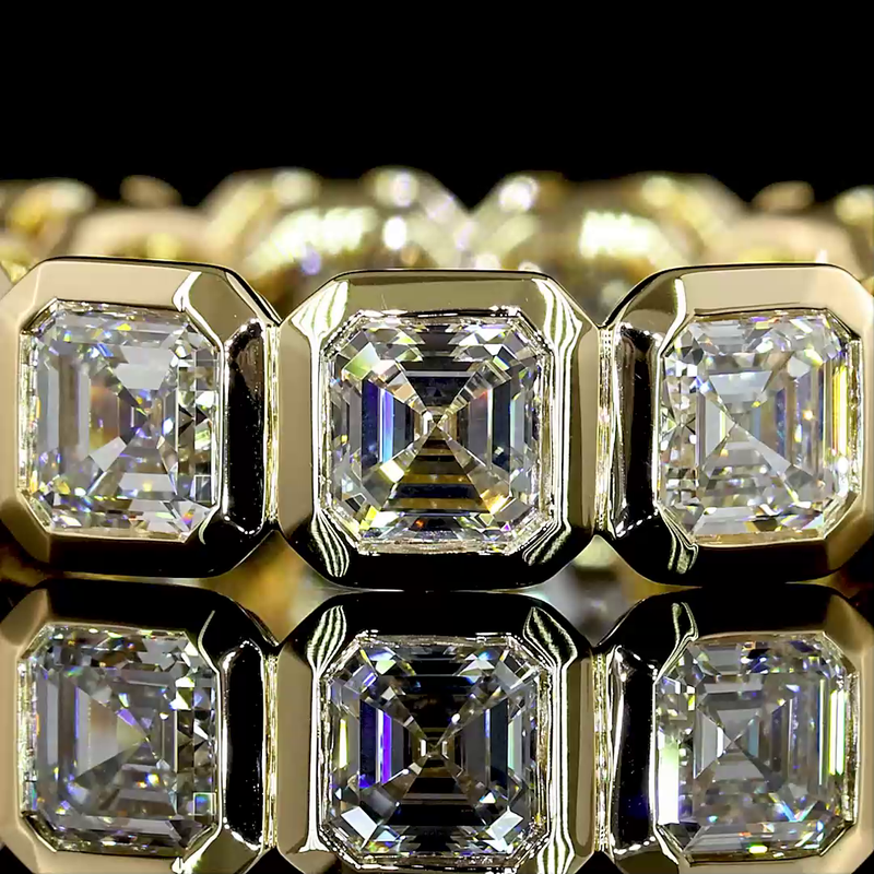 4ctw Asscher Bezel Diamond Eternity Band